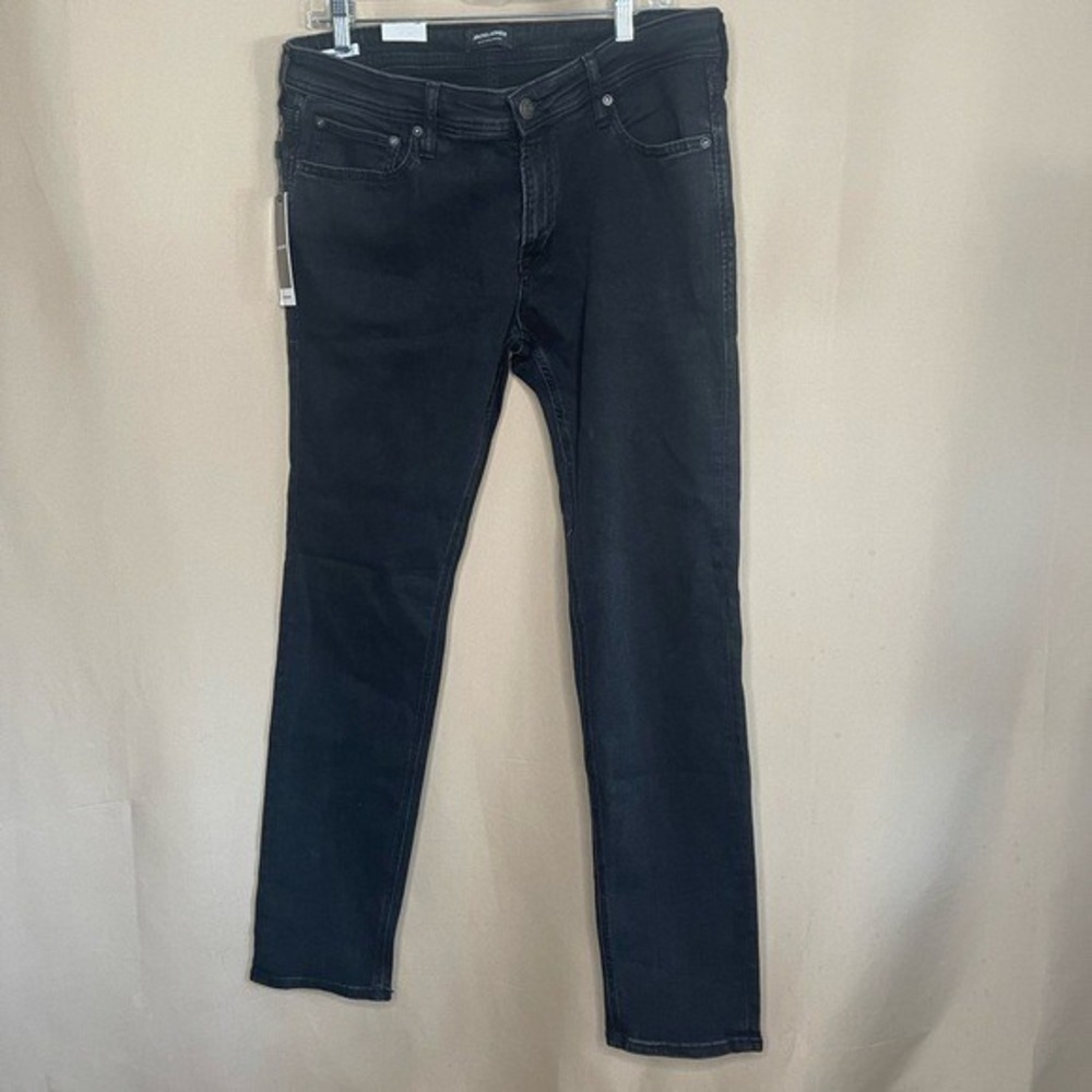 Jack & Jones Black Denim Jeans Skinny Liam Men's size 36/32 NWT